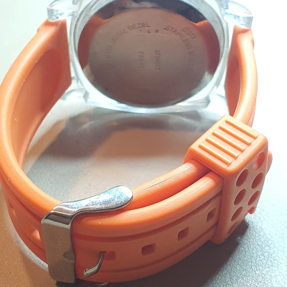 10/$20 Silver/White/Orange Rubber Strap Men's Watch